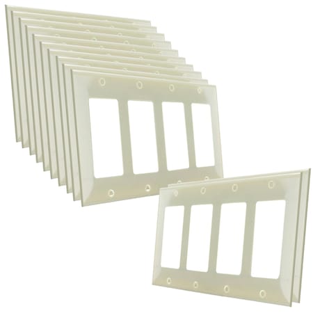 Sunlite Decorator 4-Gang Receptacle Cover Plate Almond Receptacle Switch Dimmer Smart Switch Plastic, 12PK 40916-NS